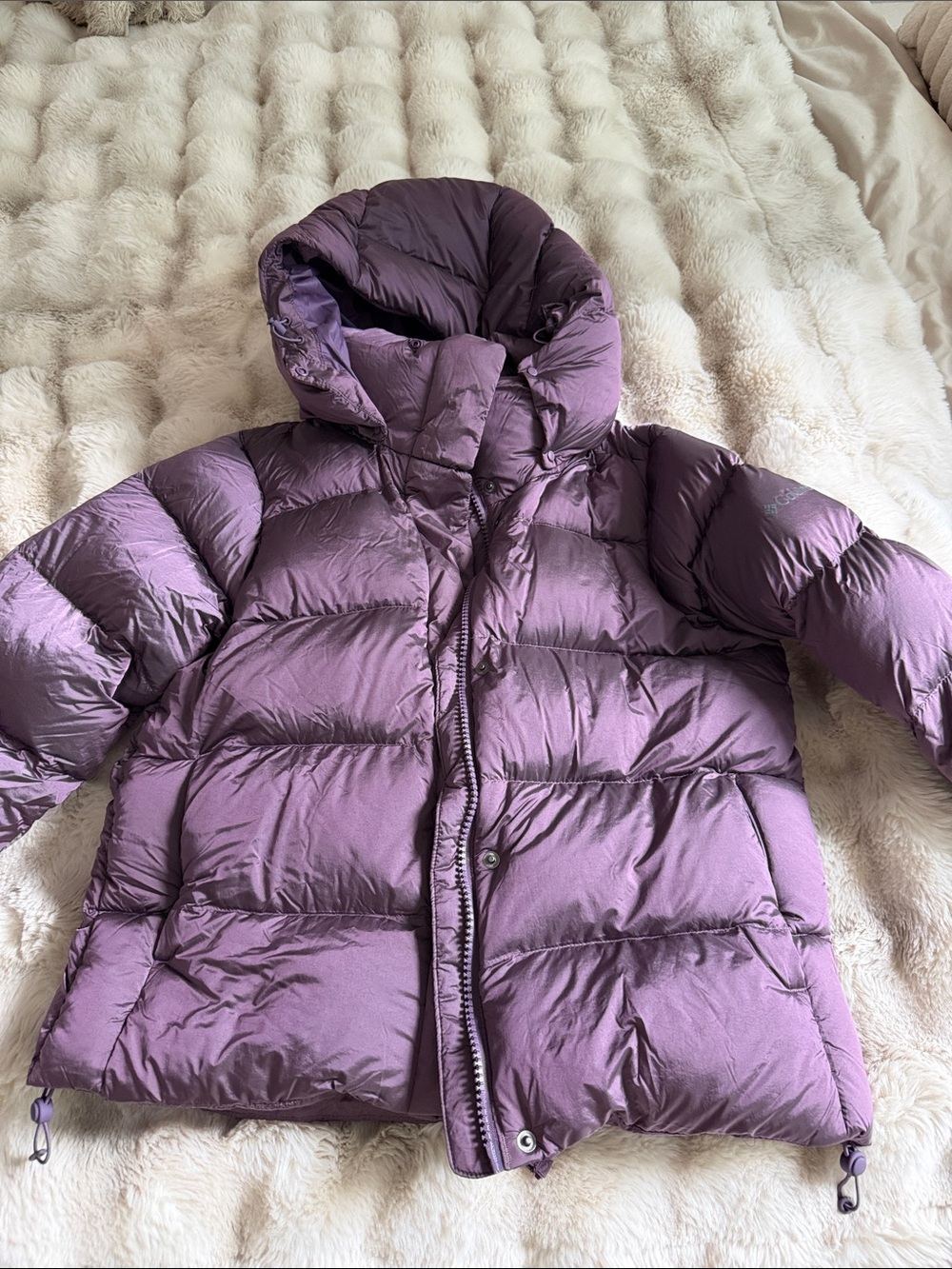 Columbia Purple Women's Down Puffer Jacket with Hood